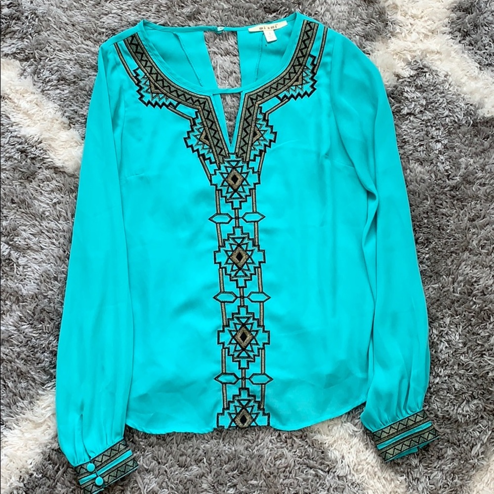 Teal long sleeve top